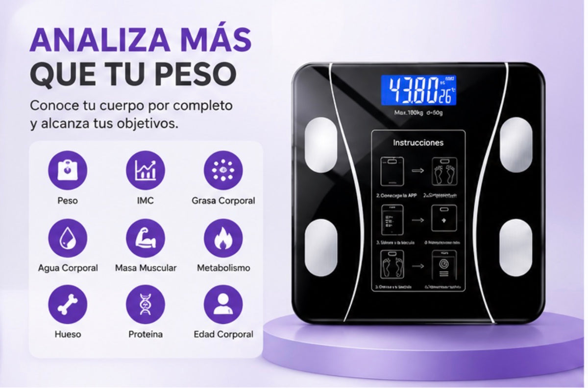 Báscula Inteligente Bluetooth con Análisis Corporal