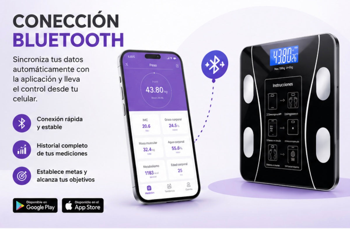 Báscula Inteligente Bluetooth con Análisis Corporal